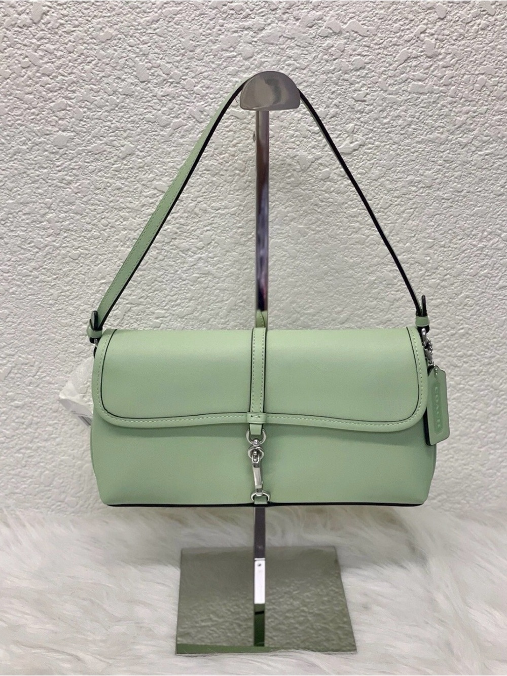 Coach Leather Hampton Shoulder Bag- Pale Pistachio CP132